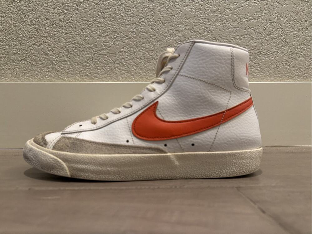 NIKE BLAZER MID 77 VNTG WHITE MANTRA ORANGE SHOES WOMENS SZ US 9 AIR FORCE DUNK
